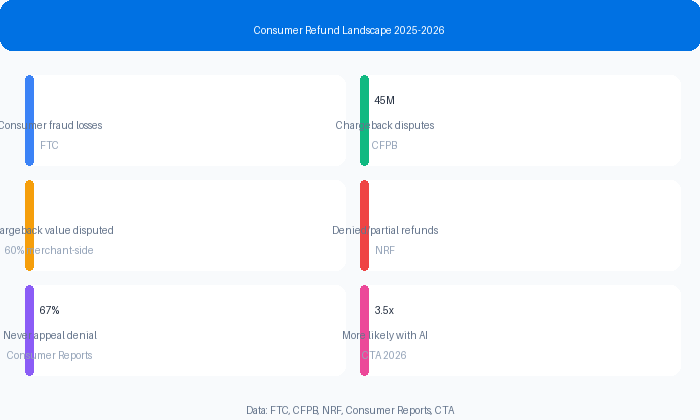 Refund policy comparison infographic showing automatic review and manual escalation